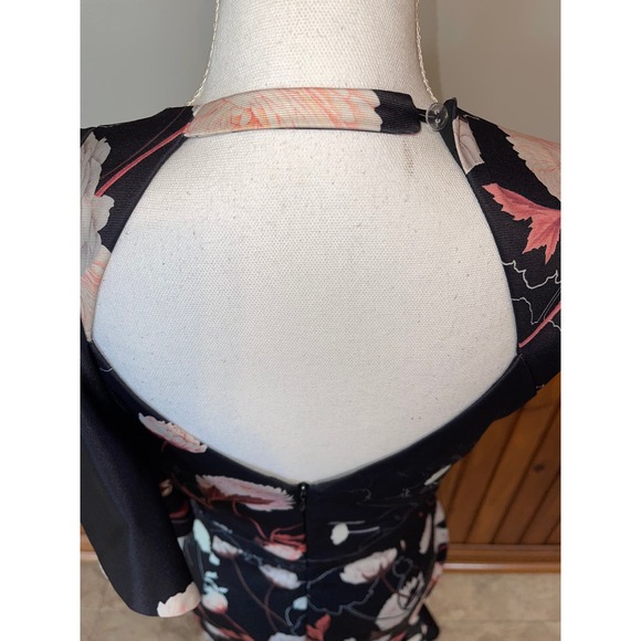 NWT Womens Cooper St. Nordstrom Black Floral Flare Shoulder Sheath Dress Size 6 - Picture 8 of 13